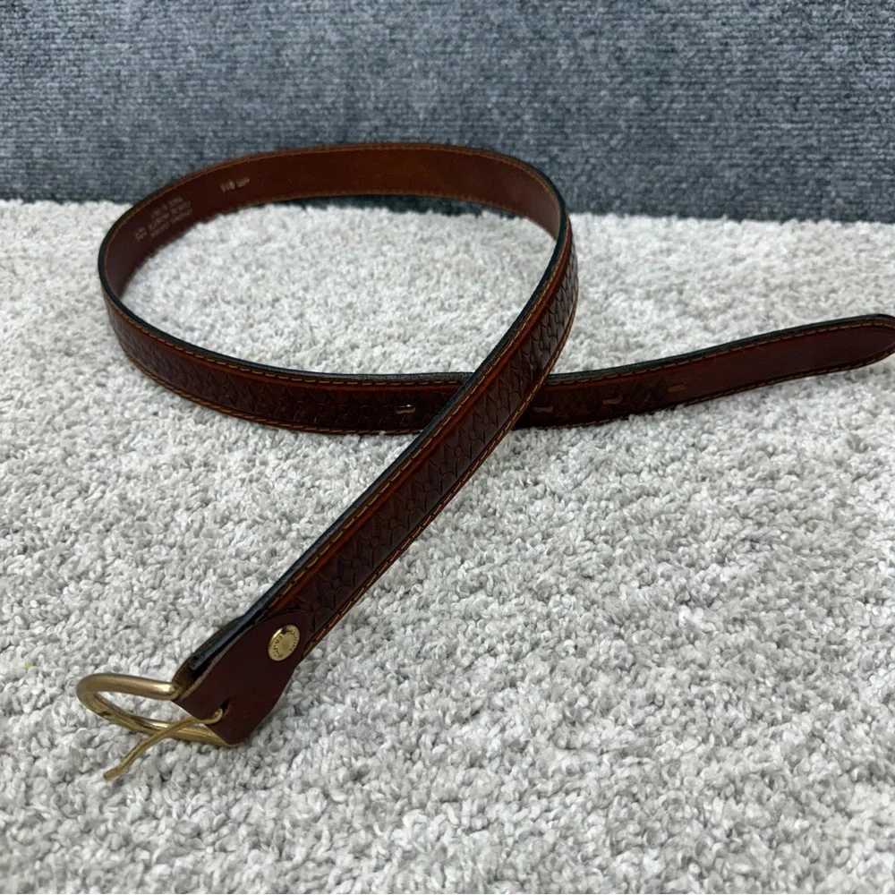 Manuel Fantoni brown leather belt tooled design men's sz 40‎ (1.25